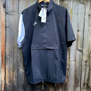 Adidas Mens Golf Windbreaker Pullover Short Sleeve Jacket Stadium Quarter Zip