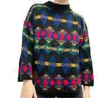 Vintage Sweater Knit Colorful Retro Casual Indie Grandpa High Neck Funky Medium