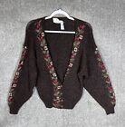 Vintage Components By Susan Bristol Embroidered Wool Cardigan Womens Size Medium