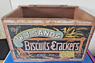 antique W.J. Sands Biscuits & Crackers wooden crate box Erie, PA Railroad Tag