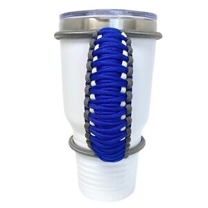 30/32/40oz Stretchable Paracord Tumbler Handle, Gray & Blue, Fits Epoxy Cups