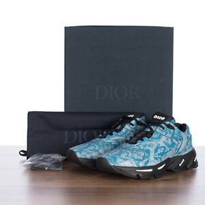 DIOR 2990$ Men's CD1 Lowtop Sneakers - Python Leather - Blue & Grey