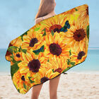 Thick Sunflowers and Butterflies Microfiber Beach Towel