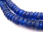 Cobalt Blue Rondelle Recycled Glass Beads 11mm Ghana African Sea Glass Disk