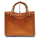 Gucci Hand Bag Bamboo Brown Leather 1279929