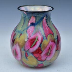 Daniel Lotton Studios Art Glass Vase signed, 9 1/4