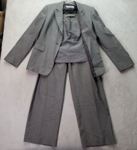 Lot Of 3 Set Tahari Tank Top & Blazer & Pants Women Size 10 Gray Pinstripe Lined