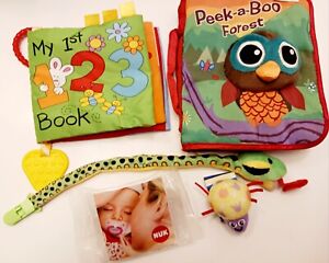 Infant Toys Lot 5 Baby Lamaze Peek A Boo Platex Book Soft Crinkle Sensory Wrist