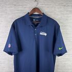 Seattle Seahawks Shirt Mens XL Blue Polo Nike Dri Fit Short Sleeve NFL Football