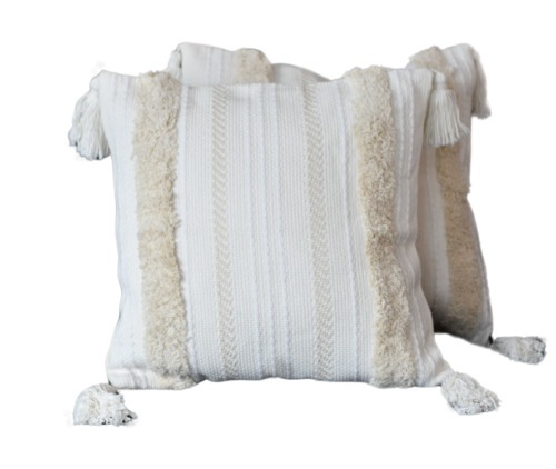 Throw Pillow Covers 2 Bohemium Chic 18x18 Cream &Tan Cottagecore Boho Farmhouse