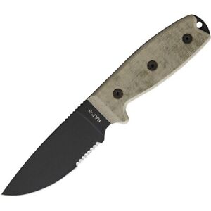 Ontario  8666 Rat-3 Tan Handle Fixed Blade Knife Black Serrated + Sheath