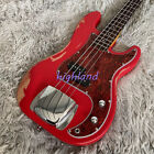 60' Vintage Relic Red Precision Electric Bass Guitar 4 String Aged Mahogany Body
