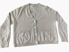 J Crew 100% Cashmere Cardigan V Neck Sweater -tan/taupe - Size Medium Pockets