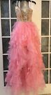 PARTYTIME HIGH LOW PINK PROM PAGEANT GOWN BEADED RHINESTONES NEW WITH TAGS 0