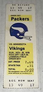 New Listing11/26/78 Vikings Packers Full Ticket Stub TIED Tarkenton Bart Starr vs Bud Grant