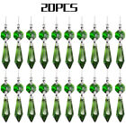 Green Chandelier Icicle Crystal Prisms Glass Bead Lamp Decoration Pendant 20Pcs