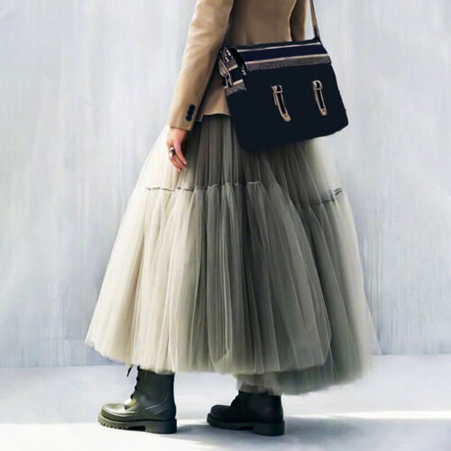 Long Tulle Skirt for Women Black Gothic Pleated Skirt Casual Party Summer Winter