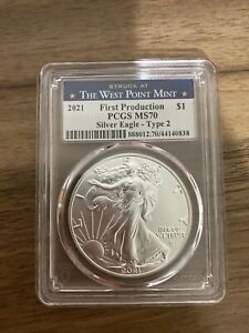 2021 (W) Silver Eagle Type 2 , PCGS MS 70 “First Production”