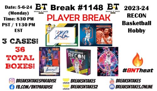 AUSAR THOMPSON 2023-24 NBA Recon Basketball Hobby 3 CASE 36 BOX Break #1148