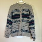 Vintage ALPS Cardigan Sweater 100% Wool Nordic Floral Print Women’s XL