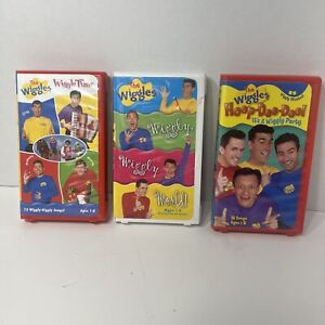 The Wiggles Lot of 3 VHS Wiggle Time Wiggle World Hoop-Dee-Doo All Clean!