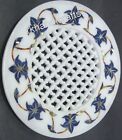 5 Inches Marble Soap Dish Lapis Lazuli Gemstone Inlay Work Bathroom Accessories