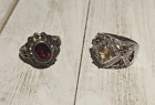 Estate Jewelry Lot Sterling Silver Gemstone Statement Rings - Size 9.0 and 9.25