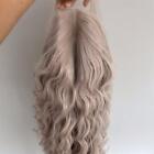 Lace Front Wig  Silver gray Heat Resistant Hair Long Wavy Handtied Daily wear