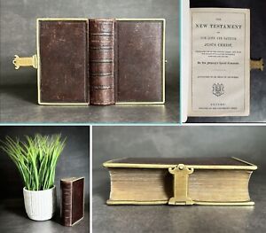 1865 Antique Old Bible New Testaments & Prayer Book Leather Clasp Oxford