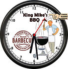 Personalized BBQ Man Retro Vintage Grill Look Your Name BBQ King Sign Wall Clock