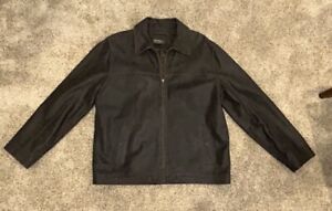 Vintage Eddie Bauer Leather Jacket Brown Zip Front Men's L