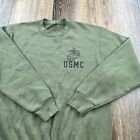 Vintage USMC Sweatshirt Mens M Green Marine Corps Soldier 90s Crewneck Sweater