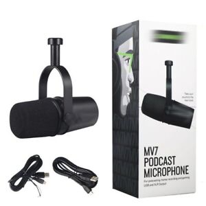 Black Shure MV7 Cardioid Dynamic Vocal / Broadcast Microphone USB & XLR Outputs
