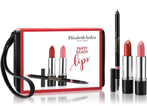 ELIZABETH ARDEN 4-Pc Party Ready Lips Gift Set Created for Macy's  w Black Bag