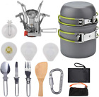 Camping Cookware Mess Kit 1-2 Person / 2-3 Person ,Folding Knife and Fork, Porta