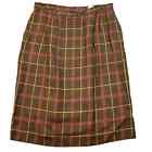 Harve Benard Skirt Womens 32X26 Brown Plaid Lined Rayon Slit Zipper