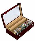 Wooden 2 Roll Bangle Box Maroon Bracelet Boxes Gift Organizer Case