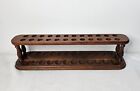 Vintage Wooden 24 Pipe Holder Tobacco Wood Stand Smoke Room Table Decor 21