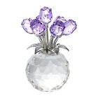 Purple Rose Flower Crystal Figurine with Vase, Bouquet Purple-crystal Rose