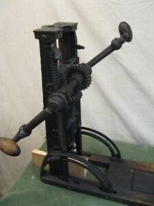 Antique AJAX Barn Beam Timber Frame Auger Drill Hand Crank Cast Iron Adjustable