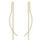 14K Gold Threader Earrings Cruved Long Thin Wire Drop Dangle Earrings for Wom...