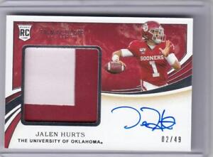* JALEN HURTS * 2020 IMMACULATE AUTO PATCH RPA RC # 2/49 1/1 ROOKIE JERSEY #