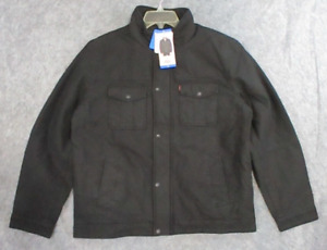 Levis Jacket Mens LARGE L Black Cotton Twill Quilted Insulated Liner Trucker