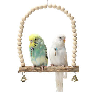 Bird Wood Swing Chewing Toys Parrot Hammock Finches Budgie Toys Hanging Ring