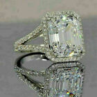 3Ct Emerald Lab-Created Diamond Engagement Wedding Ring 14K White Gold Finish