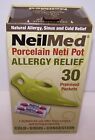 NeilMed Porcelain Neti Pot Green w/30 Premixed Packets Allergy Relief EXP 7/2027