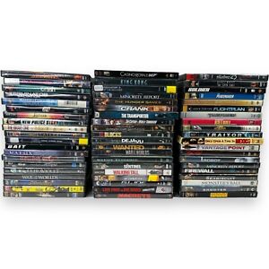Lot of 60 Action Drama Movies in Cases Assorted Films Wholesale Lot DVD
