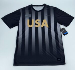 Mitre Team Mens Size Small USA Soccer Jersey Striped ProFlow Black Gray NWT