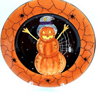 Laurie Gates Ware Pumpkin Snowman Spiders Halloween Plate 9 3/4