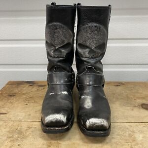 Men’s Harley Davidson Quentin Motorcycle Harness Boots Skulls Distressed 12